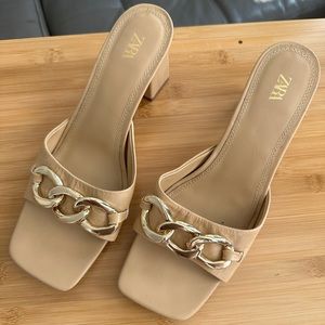 Zara genuine leather slide sandals